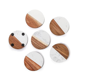 Posavasos de mármol y madera, posavasos para tazas de té, posavasos decorativos para el hogar, alfombrilla para tazas, posavasos para mesas - Product Image 6