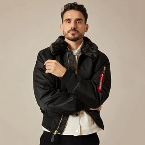 Blouson aviateur en toile chauffant professionnel personnalisé pour hommes avec logo à l'avant col montant style High Street pour l'hiver - Product Image 3
