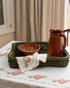 Bandeja de ratán natural Bandeja de servicio Bohemia rústica elegante para funcionalidad y atractivo estético - Product Image 1