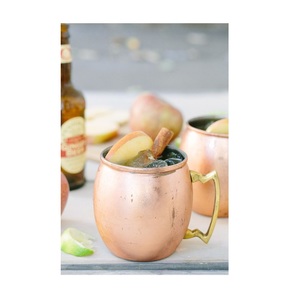 Le dernier modèle de tasse en cuivre Hammer Point Moscow Mule avec poignée dorée 14oz Moscow Mule Mugs du fournisseur indien - Product Image 5