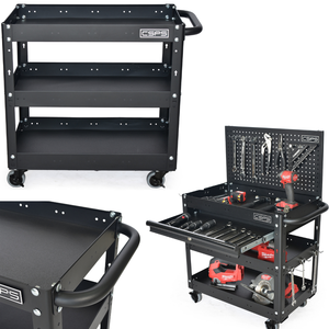 Gabinete de herramientas rodantes Carro de metal negro de 3 niveles Herramienta de mano Caja de equipo resistente para almacenamiento de herramientas mecánicas Estilo OEM Industrial - Product Image 1