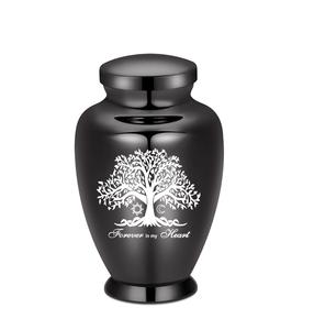 Urne noire en acier inoxydable arbre de vie pour cendres humaines pour femmes hommes urnes décoratives funéraires pour cendres souvenir urne de taille personnalisée - Product Image 5