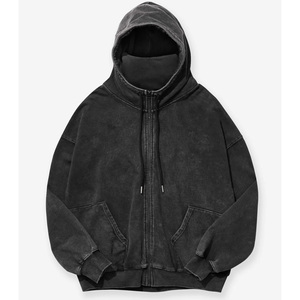 Hoodie streetwear personnalisé, doublure imperméable, finition délavée à l'acide, OEM, coton respirant avec service d'impression de logo et étiquette privée - Product Image 1
