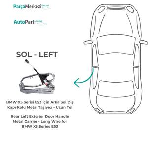 Support métallique de poignée de porte extérieure arrière gauche - Câble court pour BMW X5 Série E53 - Product Image 3