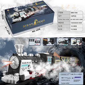 Set de <span class=keywords><strong>Tren</strong></span> de Vapor Vintage Premium Directo, 3 Vagones, con Batería de Iones de Litio de 3.7V, Rociador de Agua, Luces LED y Sonido Simulado Incluidos - Product Image 1