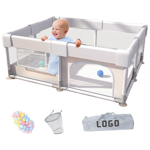 Großes <span class=keywords><strong>Baby</strong></span>-Laufgitter mit Tür, faltbarer Kinder-Spielzaun für sicheres Spielen drinnen/draußen - Product Image 1