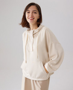 Sudadera con capucha de 2 piezas deportiva de gran tamaño personalizada para mujer, sudaderas con capucha de punto sólido informal para mujer - Product Image 1