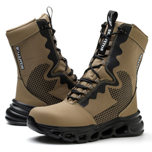 Zapatos <span class=keywords><strong>de</strong></span> <span class=keywords><strong>senderismo</strong></span> <span class=keywords><strong>de</strong></span> cuero <span class=keywords><strong>de</strong></span> tobillo Alto a la moda, zapatos tácticos <span class=keywords><strong>impermeables</strong></span> <span class=keywords><strong>de</strong></span> cuero elegante ligero con punta <span class=keywords><strong>de</strong></span> acero, zapatos <span class=keywords><strong>de</strong></span> trabajo - Product Image 5
