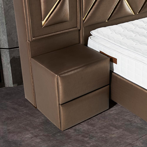 Conjunto de muebles de dormitorio de lujo TORONTO PLUS con cabecero de armario Mesitas de noche Base Diseño tapizado moderno OEM disponible - Product Image 5