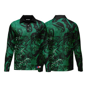 Polos de pesca de manga larga impresos por sublimación de secado rápido de poliéster UV transpirables antibacterianos UPF50 + al por mayor personalizados - Product Image 1