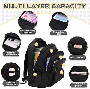 Sac à dos scolaire en polyester de haute qualité personnalisable, résistant à l'eau, sac à dos de voyage de base pour étudiants - Product Image 4