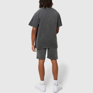 ชุดเสื้อยืดลำลองสำหรับผู้ชายใส่ในฤดูร้อนชุดเสื้อยืดผ้าฝ้าย100% ขนาดใหญ่พิเศษปล่อยลงไหล่ผ้ายืดเอวยางยืดปรับแต่งโลโก้ได้ - Product Image 3