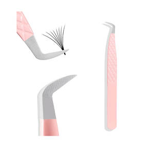 Marque privée Pince à cils mince et droite à 45 et 75 degrés Extension de cils personnalisée à pointe en fibre à fixation forte en acier inoxydable - Product Image 2