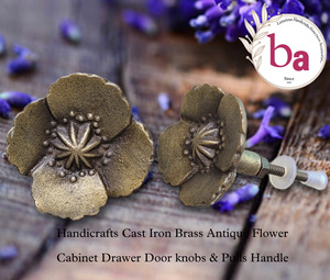 Artesanías de latón de hierro fundido con flores antiguas para armario, tocador y dormitorio, armario de cocina, perillas de puerta de cajón y tiradores - Product Image 2