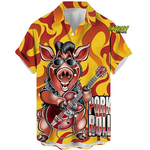 เสื้อฮาวายของผู้ชายแห้งเร็วเสื้อชายหาดพิมพ์ลายดอกไม้แขนสั้นระบายอากาศ - Product Image 1