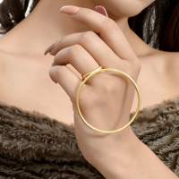 Bague ajustable élégante et tendance en laiton plaqué or, faite à la main, grande et ronde, pour femme, bijoux de fête à prix d'usine