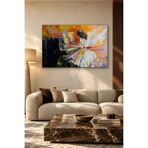 Fida Girl jouant du piano avec des coups de pinceau colorés, impression sur toile - Product Image 5