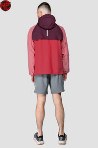 Veste à capuche coupe-vent à couleurs bloquées avec logo personnalisé, manteau avec fermeture à glissière, veste en nylon tendance pour camp en plein air pour hommes - Product Image 6