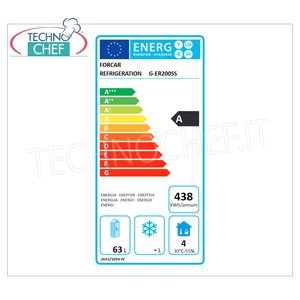 Réfrigérateur commercial Forcar G-ER200SS à 1 porte, 130 L, température statique +2/+8°C, modèle classe A - Product Image 1