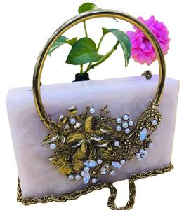 Designer Ladies Satin Lining Resin <b>Clutch</b> <b>Bag</b> Handcrafted Fashionable Evening <b>Bags</b> <b>for</b> <b>Weddings</b> and Parties Cost-Effective - Product Image 5