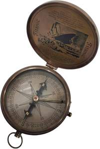 Boussole classique vintage en cuivre |   Boussole de navigation magnétique antique portable, design circulaire, pour les voyageurs et les collectionneurs nautiques - Product Image 2