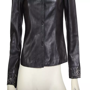 Nueva llegada para el invierno de las mujeres de cuero de vaca negro chaqueta de manga larga chaqueta Turn-Down Collar transpirable impermeable de secado rápido - Product Image 4