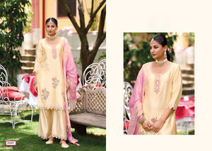 Gaji Silk Printed and Handwork Plazo Kurti Set Collection Party Wear Traje de entrenamiento - Product Image 2