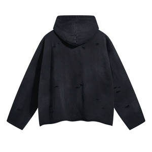 Servicio OEM grueso logotipo personalizado Vintage desgastado ácido lavado suelta Sudadera con capucha hombres Streetwear sudaderas en blanco sudaderas con capucha para hombres - Product Image 4