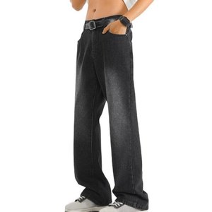 Jeans baggy délavé vintage pour hommes, pantalon en denim classique extensible et confortable à coupe ample - Product Image 4