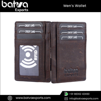 Dompet Kulit Asli Pria Terbaru, Anti RFID, Logo Dapat Disesuaikan, Lipat Dua, Berlapis Katun, Custom