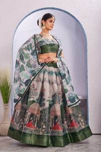 FESTIV LOOK BEAUTIFUL LEHENGA CHOLI GHAGHRA avec 3 pièces en coton et soie Dola, séchage rapide, pour fêtes et mariages, RADHE EXPORT - Product Image 5