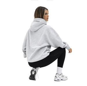 Sweat à capuche oversize pour femme, 50% coton, 50% polyester, devant long, personnalisé, streetwear, épaules tombantes, coupe décontractée, vêtements d'hiver - Product Image 4