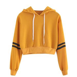 Haute qualité femmes 100% coton polaire recadrée à capuche respirant Anti-boulochage tissu doux personnalisé imprimé à capuche veste hiver - Product Image 4