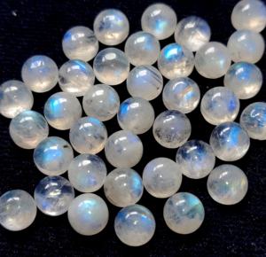 Natural <b>Rainbow</b> Moonstone Round 3mm to Cabochon Flat Back - Loose <b>Rainbow</b> Moonstone Blue Flashy <b>Top</b> Quality Gemstone - Product Image 2