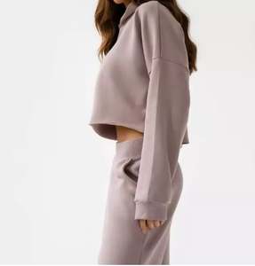 Acid Wash Distressed <b>Raw</b> Hem Hoodie Cropped Bottom Hoodie No Pockets Distressed Hoodie with Cut Bottoms - Product Image 2