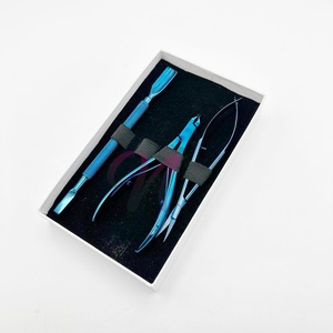 Empujador de cutículas azul de plasma más vendido, empujador de uñas de acero inoxidable de grado quirúrgico de calidad, juego de manicura y pedicura sostenible - Product Image 3