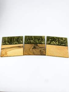 Leading Wide-Selling Wood and Resin Stone <b>Coaster</b> Set Premium Dinnerware Drink Mats for Tea, Coffee, and <b>Glass</b> Holder Tabletop - Product Image 3