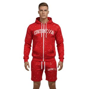 Ensemble de survêtement personnalisé avec short en strass, sweat à capuche et short, ensemble de survêtement à fermeture éclair pour hommes et femmes - Product Image 2