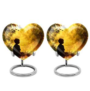 Golden Sunset Mementos Urnas para cenizas humanas Metal para adultos Urnas personalizadas para mamá Cenizas Urnas funerarias - Product Image 5