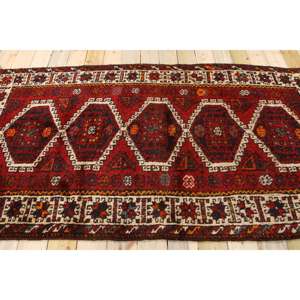 Tapis turc 4,1x7,6 pieds, tapis vintage, tapis à pois rouges et blancs - Product Image 2