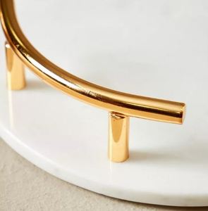 Elegant Durable Artisan-Crafted Modern <b>Round</b> Marble Tray with Handles Natural Color Customizable Size for Wedding & Home Decor - Product Image 5