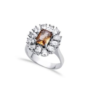 Anillo de Halo clásico de 17x17mm con cambio de Color, sultanita, rodio plateado, Plata de Ley 925 turca, joyería al por mayor - Product Image 1