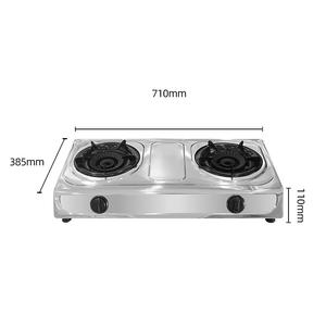 하이 퀄리티 휴대용 야외 더블 헤드 버너 스테인레스 스틸 상업용 가스 조리대 전자 점화 화염 보호 - Product Image 2