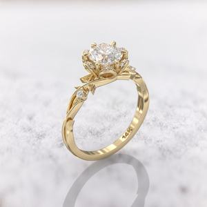 18k Solid Gold Round Cut Diamond Engagement <b>Rings</b> Elegant Design Exquisite Natural Diamond Solitaire <b>Rings</b> for Women Wholesale - Product Image 3