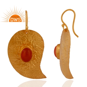 New Peach Moonstone Earrings 18k Gold Plated Sterling Silver Fashion Hook Dangle Earrings Jewelry Supplier - Product Image 3