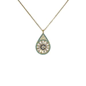 Collier à pendentif en métal doré design mauvais œil - Product Image 1