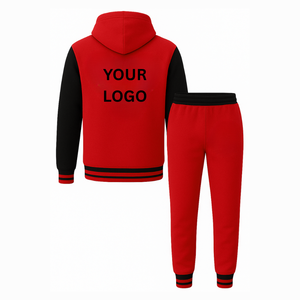 Unisex High Quality Oversized <b>Fleece</b> Solid Breathable Varsity Tracksuit Casual Pull Over Hoodie Jogger Pants Winter Wholesale - Product Image 3