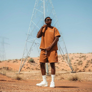 Ensemble T-shirt et short décontracté vintage marron pour homme, léger, respirant, streetwear d'été, confortable, tenue deux pièces de haute qualité - Product Image 2