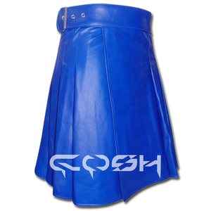 Fabricant de kilt écossais à rayures en cuir bleu pour homme du Pakistan - Product Image 1