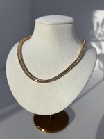 Collier tennis en diamant de culture pour femmes, coupe ronde de 3 mm, argent sterling massif 925 plaqué or, chaîne avec collier en argent glacé